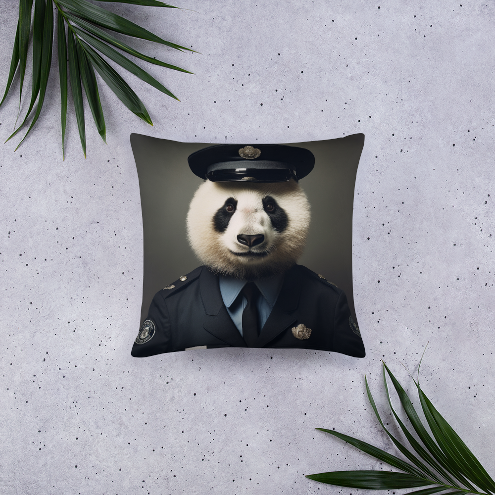 Panda Police Officer Basic Pillow