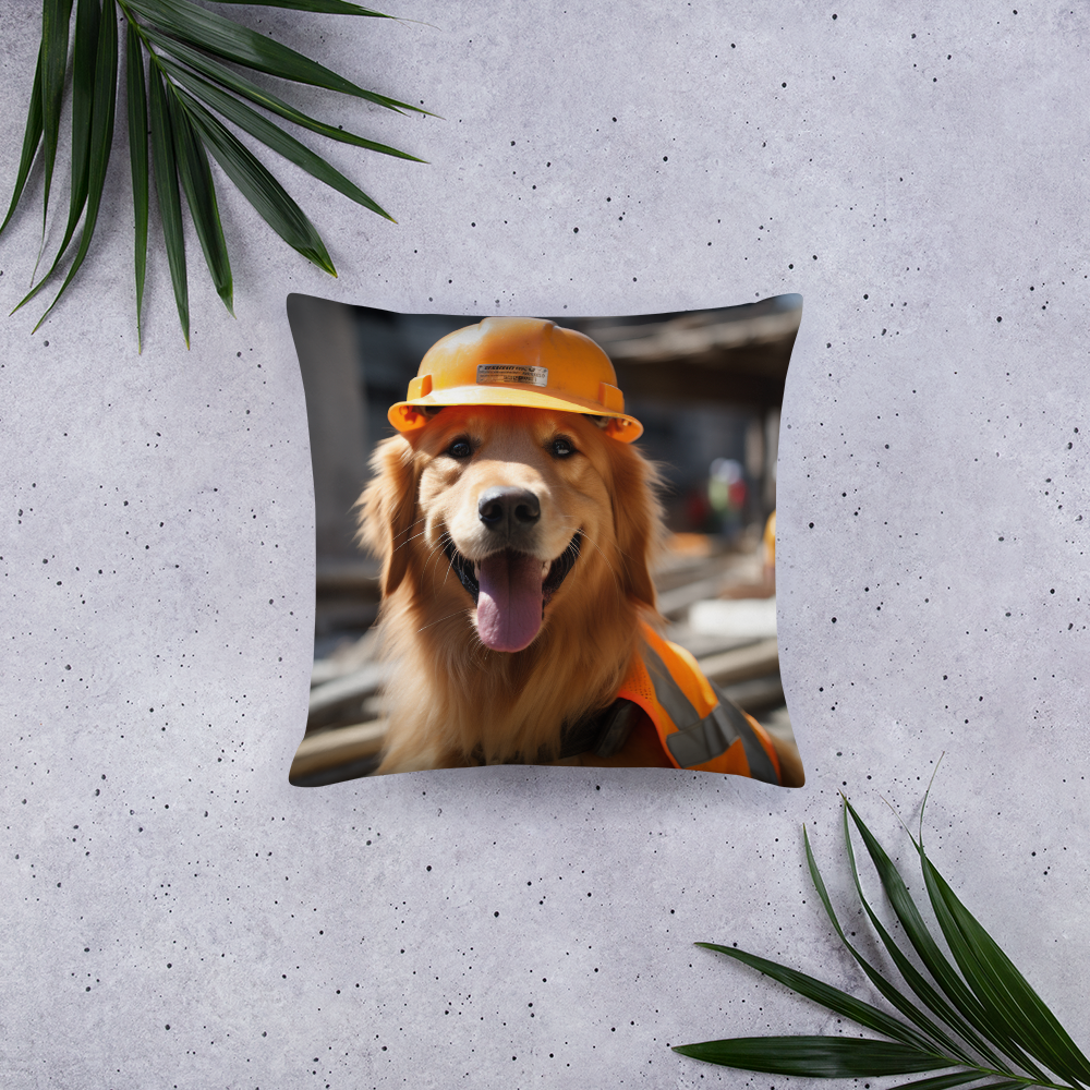 Golden Retriever Engineer Basic Pillow