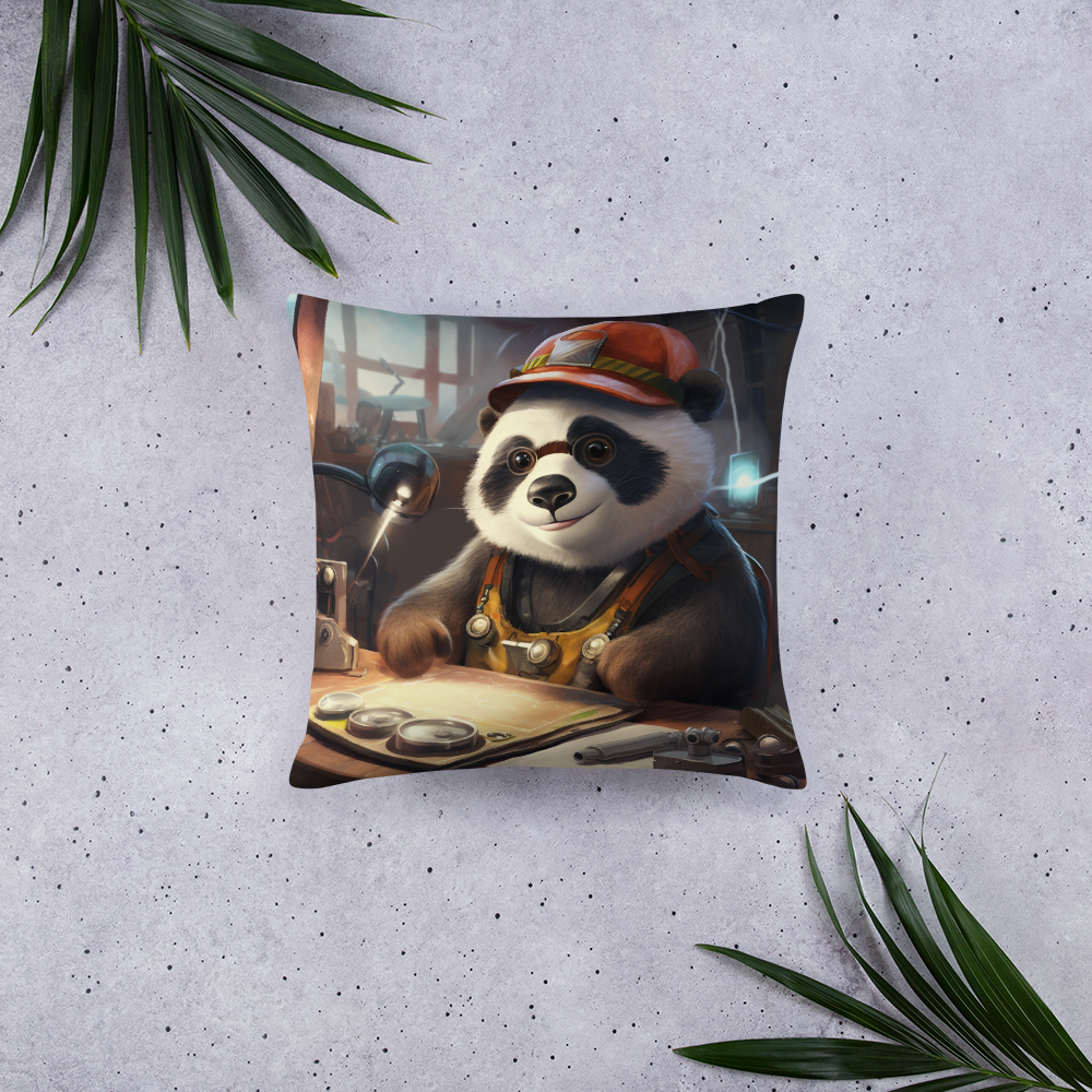 Panda Engineer Basic Pillow