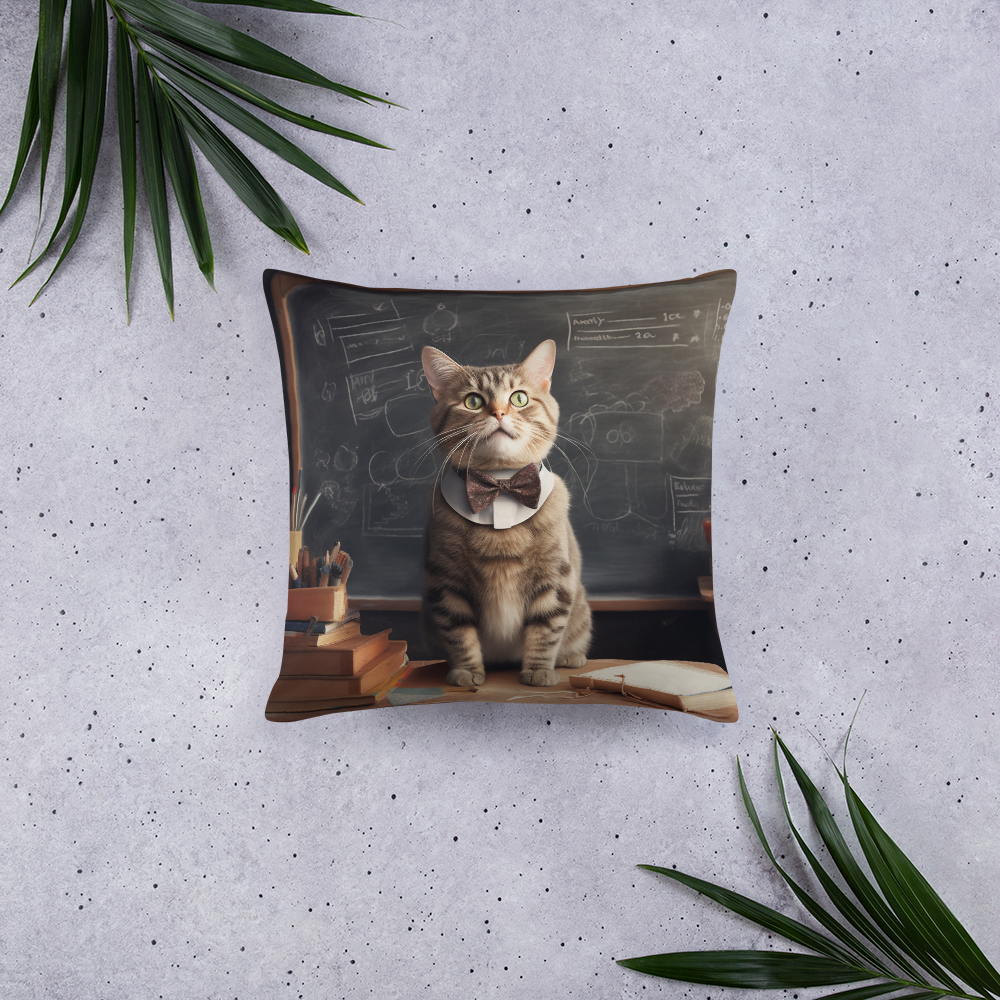 Domestic Shorthair Teacher Basic Pillow