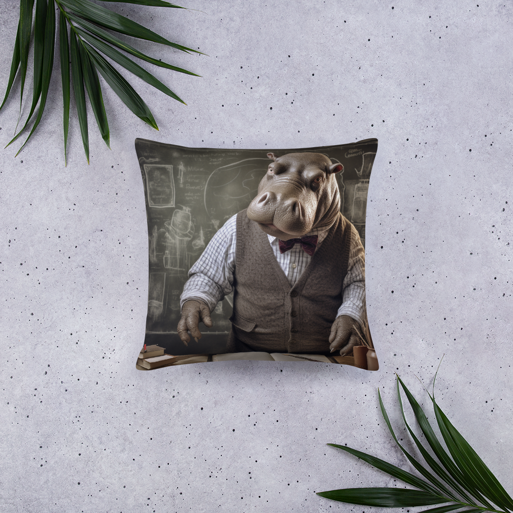 Hippo Teacher Basic Pillow