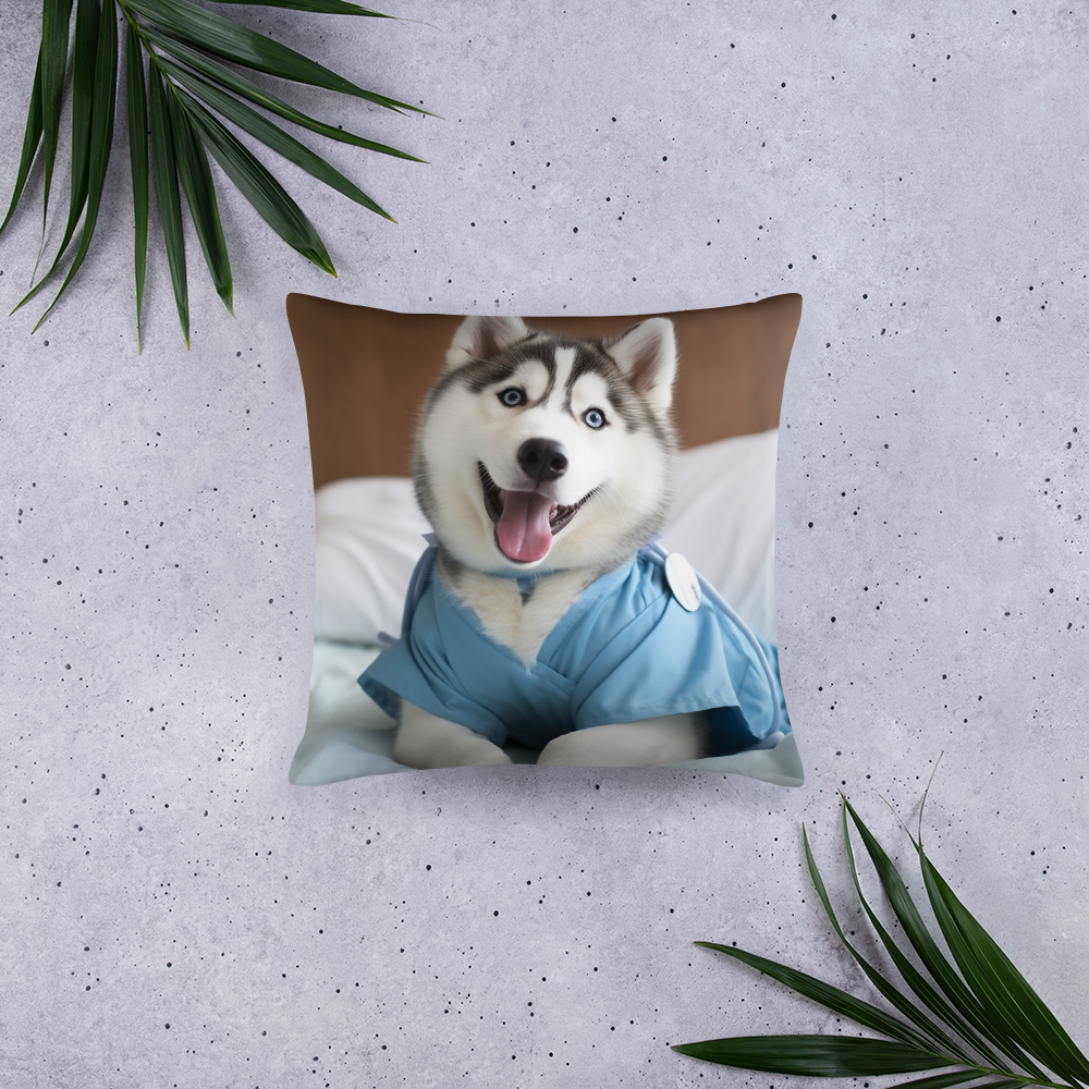 Siberian Husky Nurse Basic Pillow