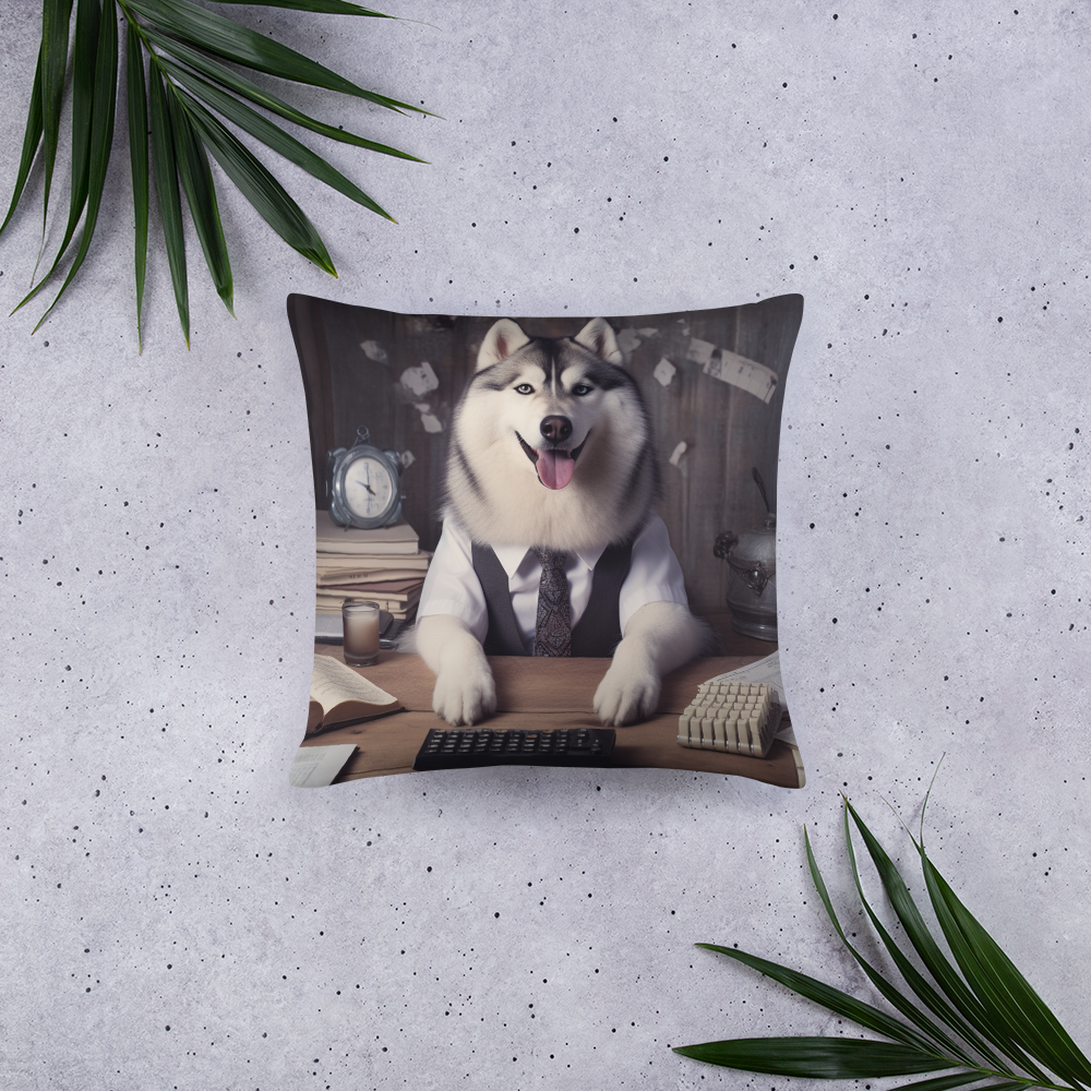 Siberian Husky Accountant Basic Pillow