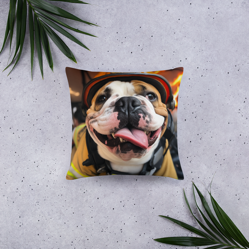 Bulldog Firefighter Basic Pillow