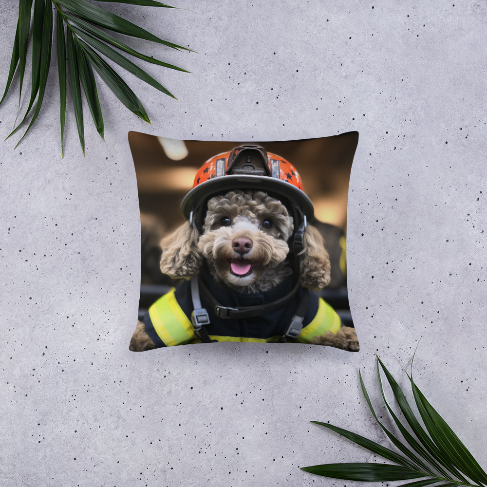 Poodle Firefighter Basic Pillow