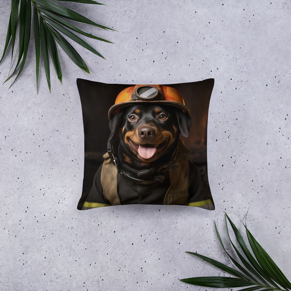 Rottweiler Firefighter Basic Pillow