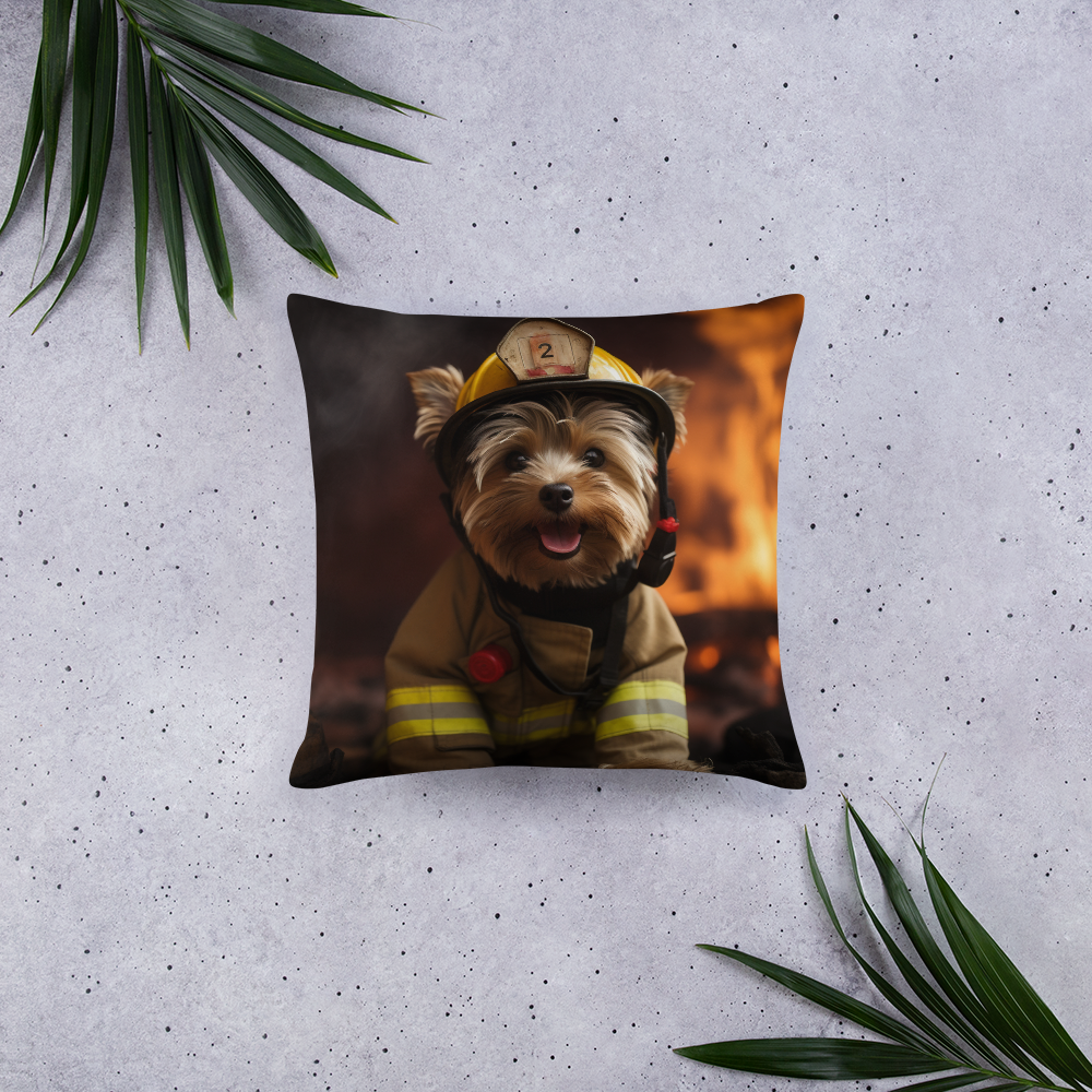 Yorkshire Terrier Firefighter Basic Pillow