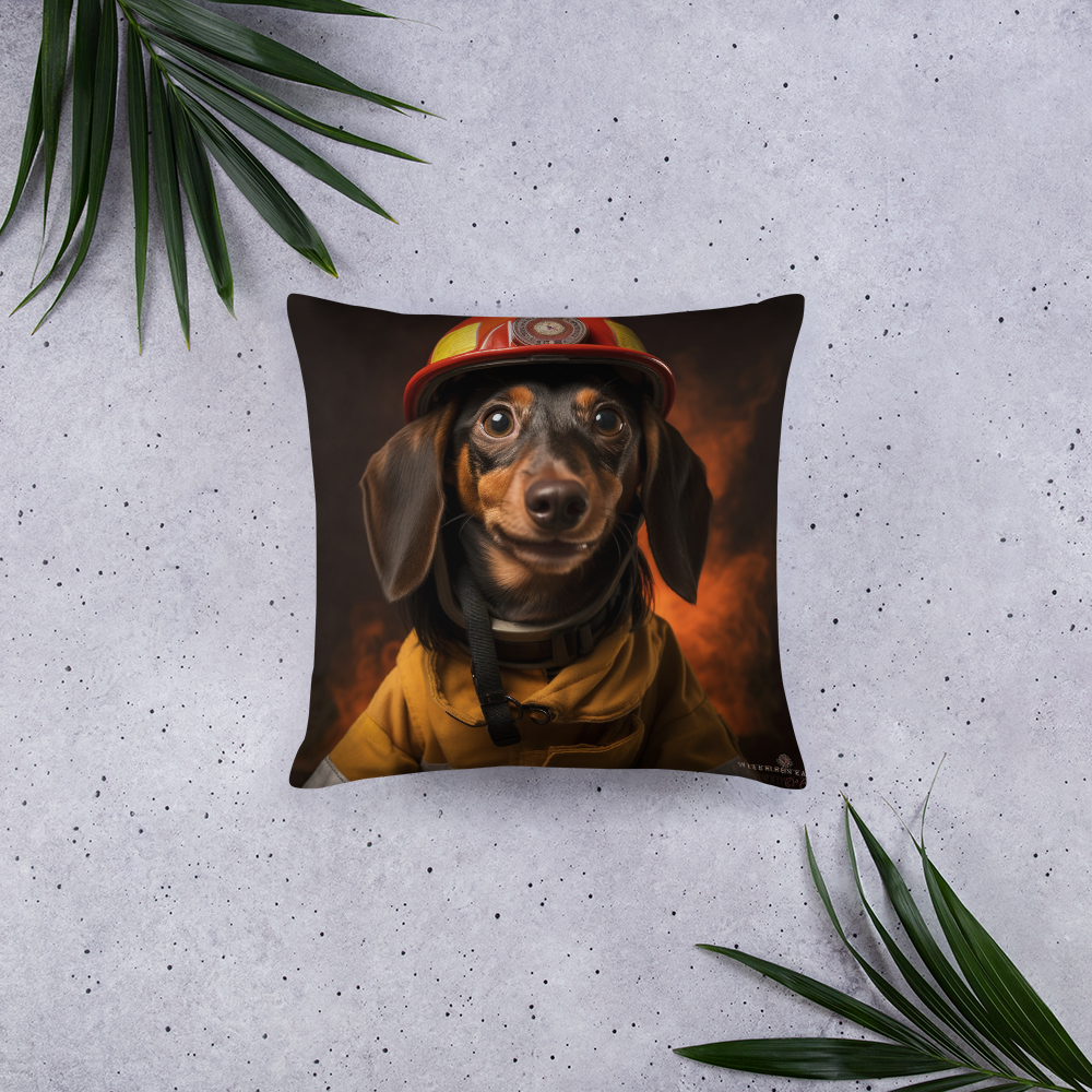 Dachshund Firefighter Basic Pillow