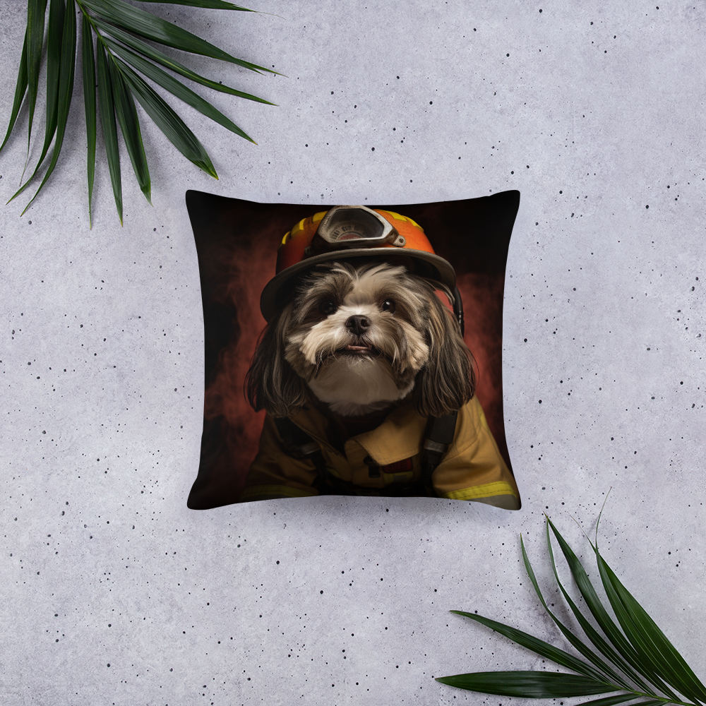 Shih Tzu Firefighter Basic Pillow