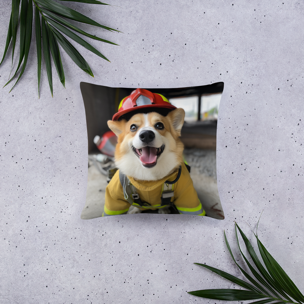 Pembroke Welsh Corgi Firefighter Basic Pillow