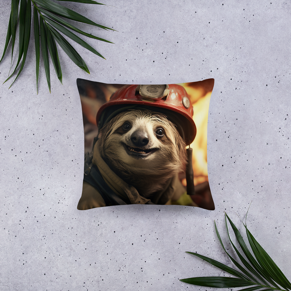 Sloth Firefighter Basic Pillow