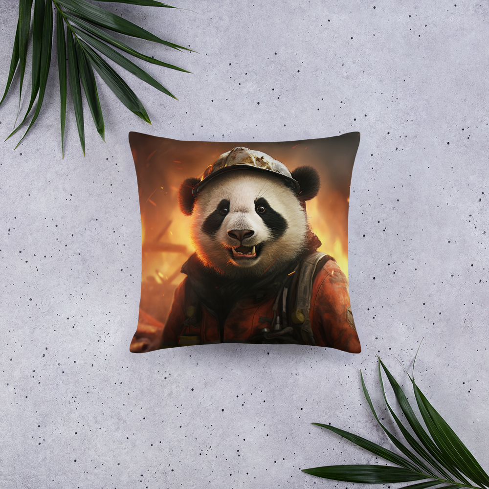 Panda Firefighter Basic Pillow