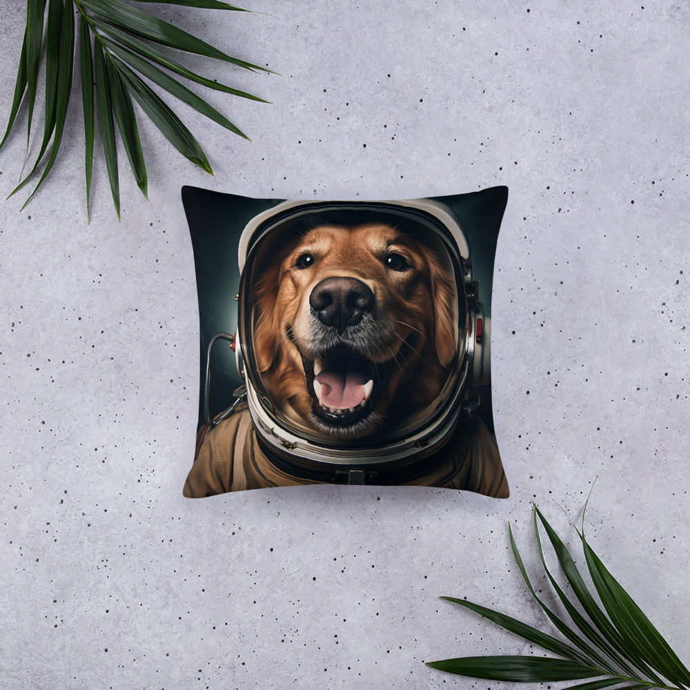 Golden Retriever Astronaut Basic Pillow