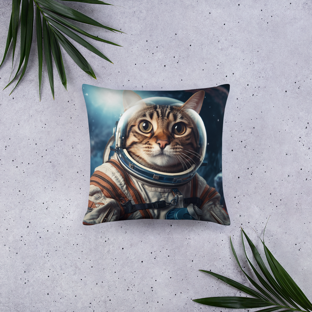 Domestic Shorthair Astronaut Basic Pillow