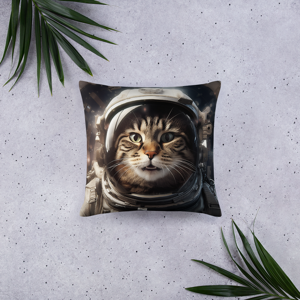 Maine Coon Astronaut Basic Pillow