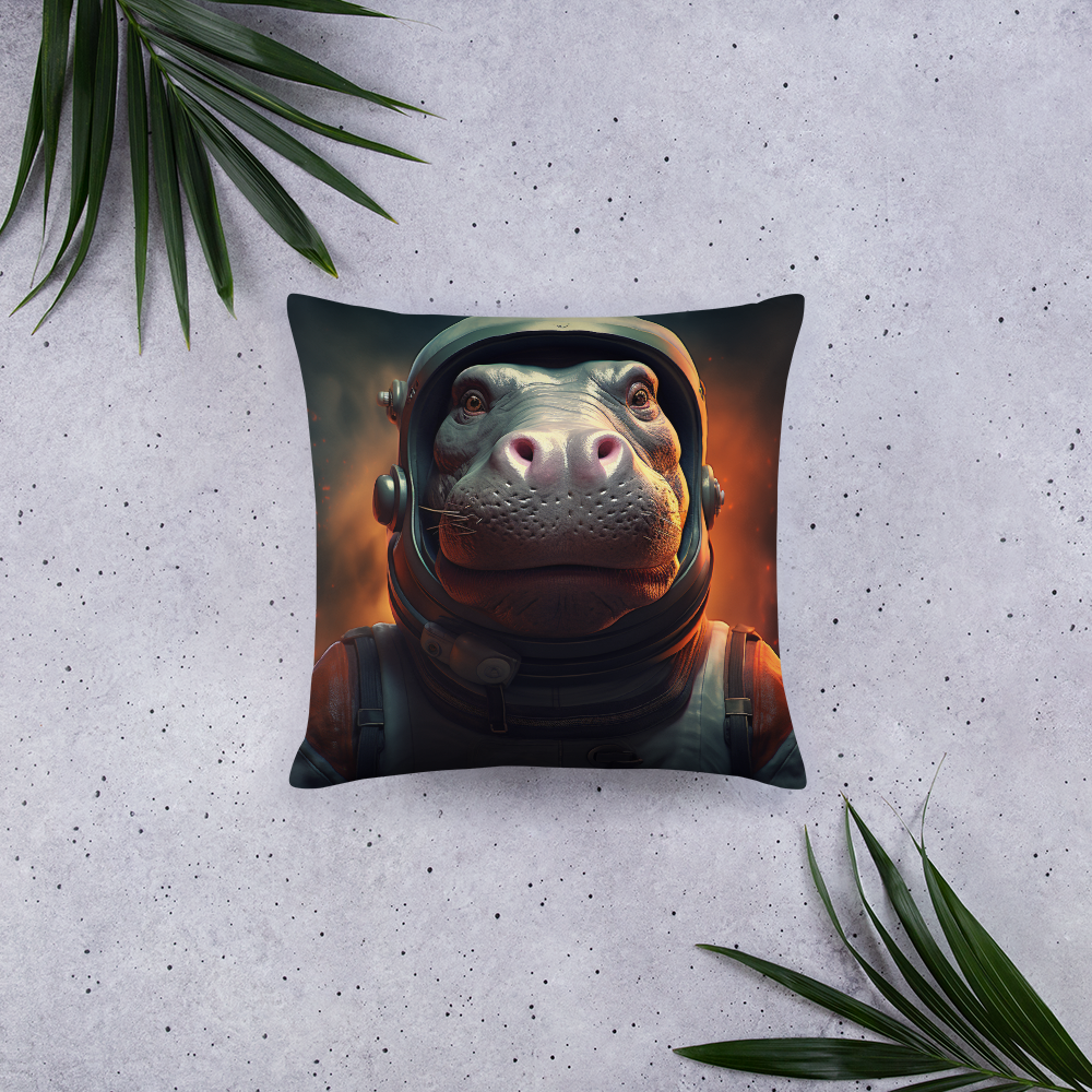 Hippo Astronaut Basic Pillow