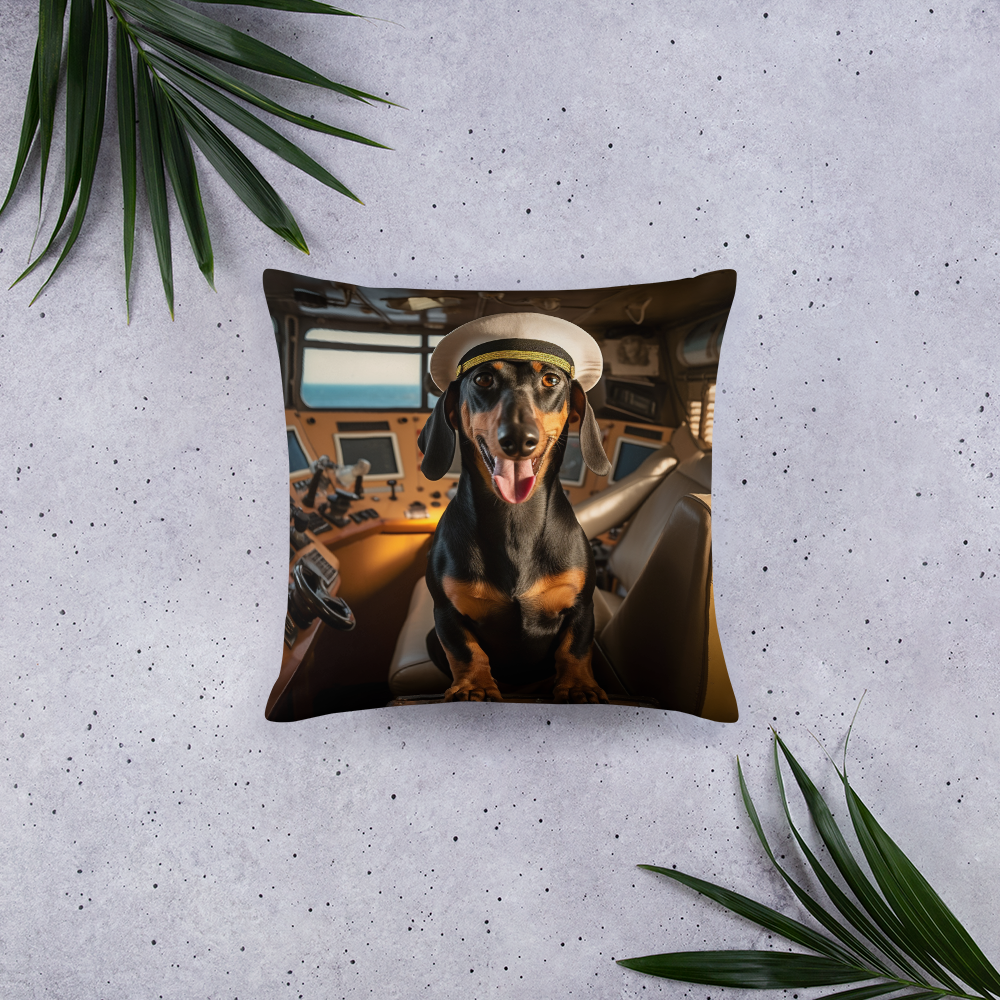 Dachshund CruiseShipCaptain Basic Pillow