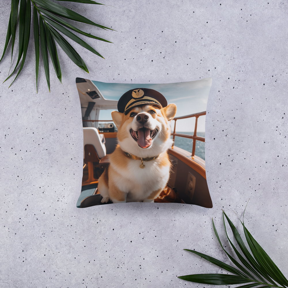 Pembroke Welsh Corgi CruiseShipCaptain Basic Pillow