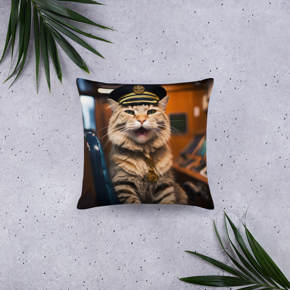 Maine Coon CruiseShipCaptain Basic Pillow