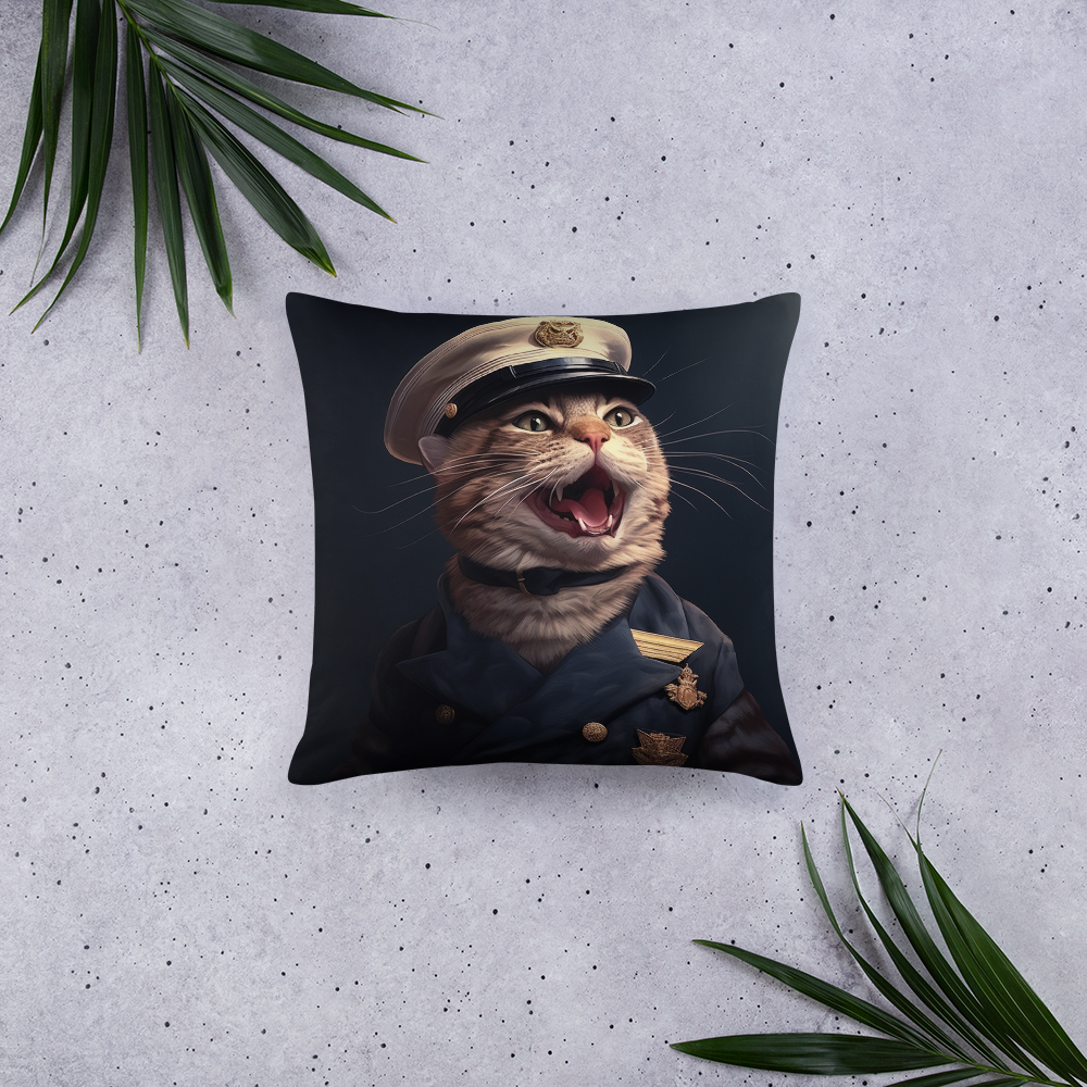 Domestic Shorthair NavyOfficer Basic Pillow