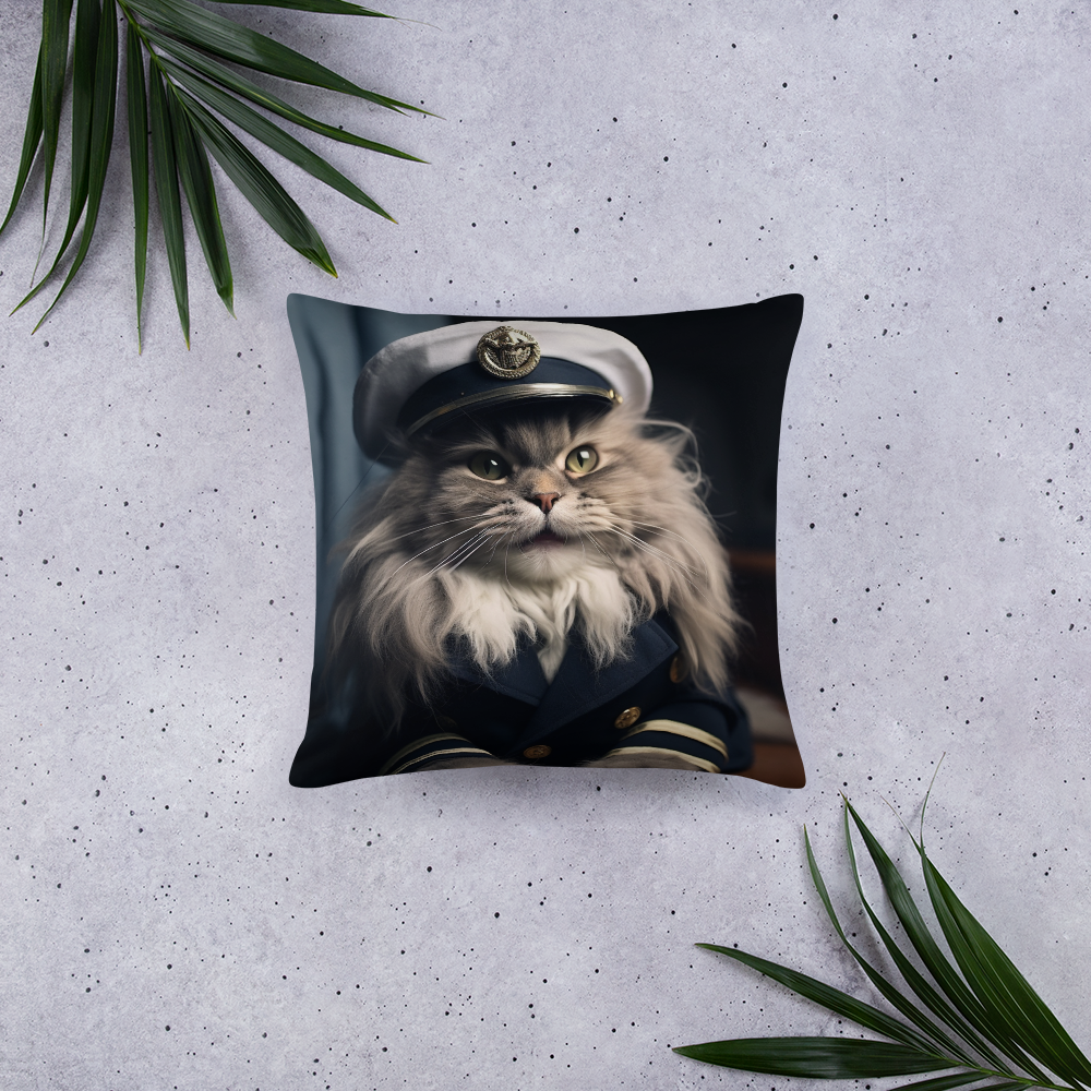 Maine Coon NavyOfficer Basic Pillow