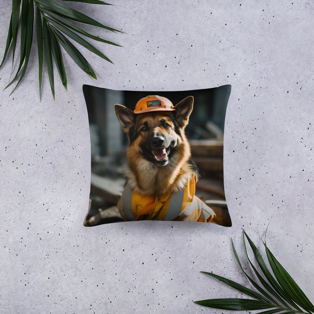 German Shepherd ConstructionWorker Basic Pillow