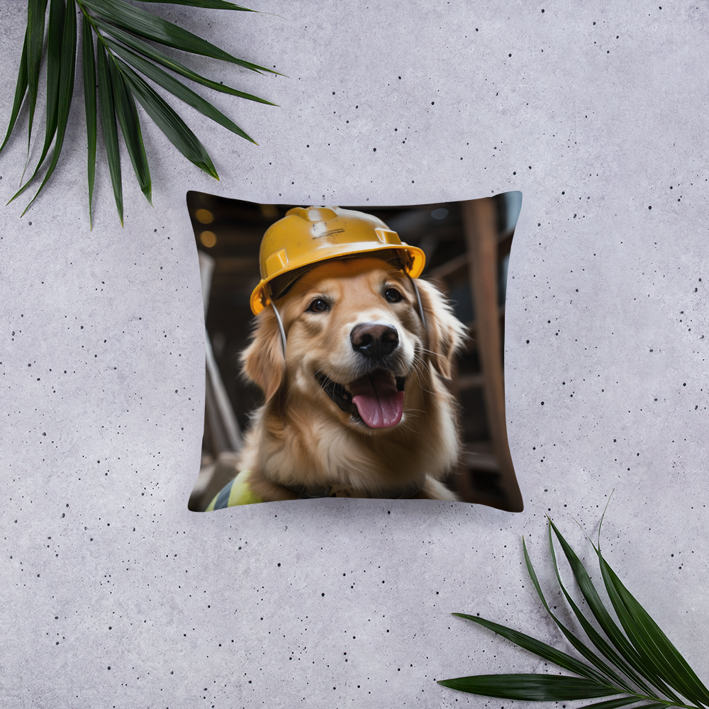 Golden Retriever ConstructionWorker Basic Pillow