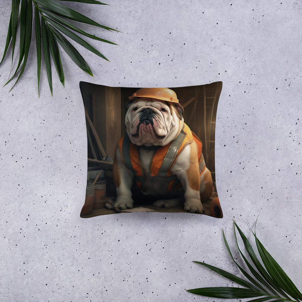 Bulldog ConstructionWorker Basic Pillow