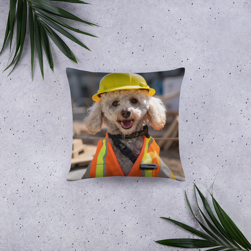 Poodle ConstructionWorker Basic Pillow