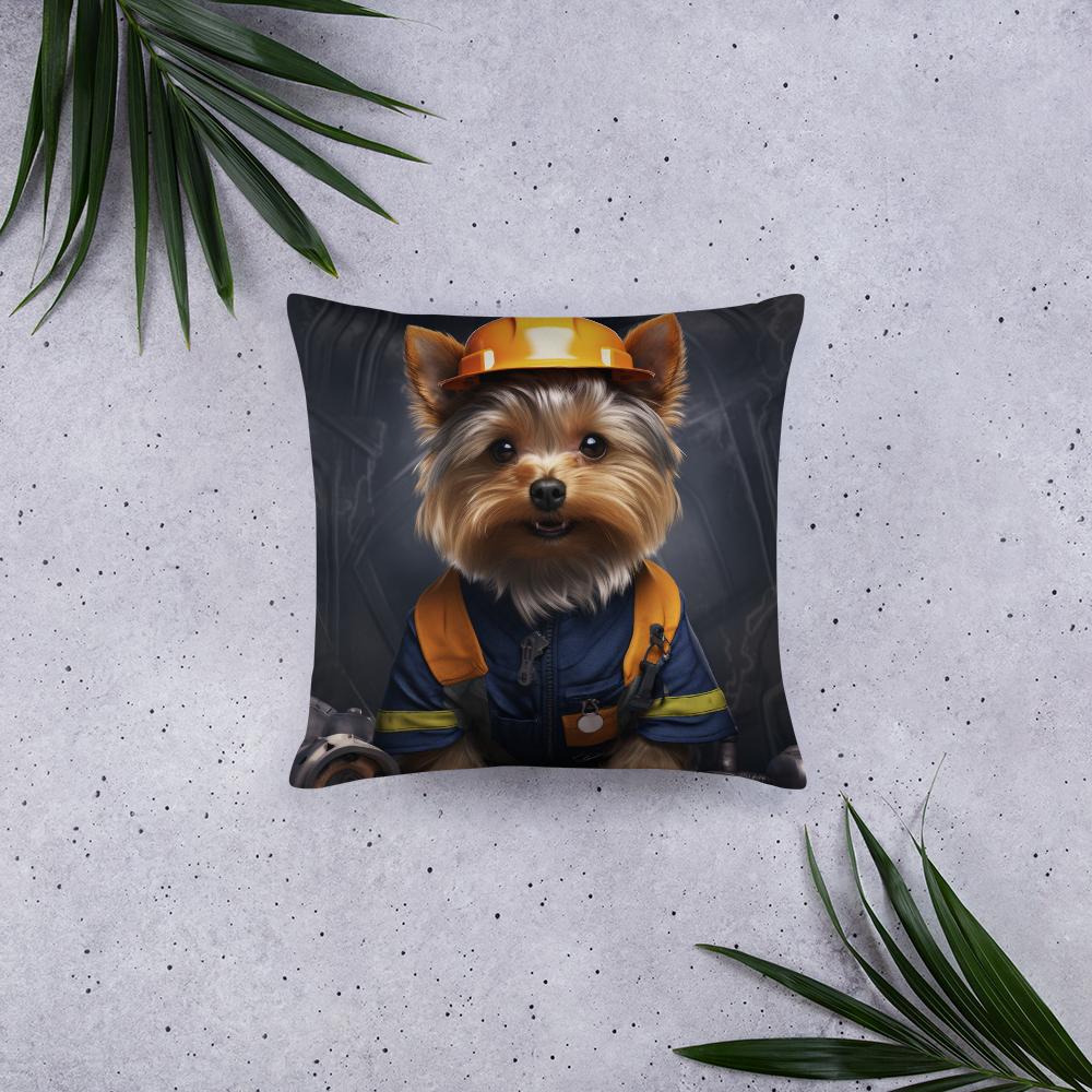 Yorkshire Terrier ConstructionWorker Basic Pillow