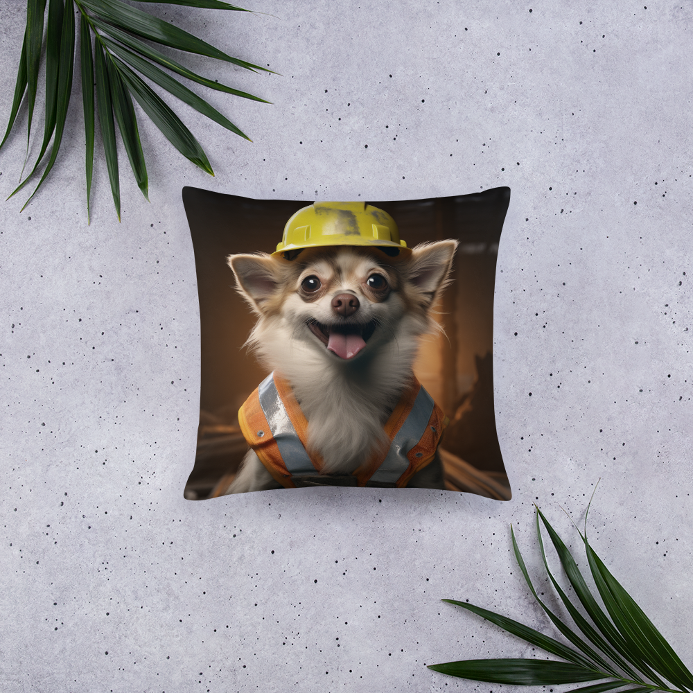 Chihuahua ConstructionWorker Basic Pillow