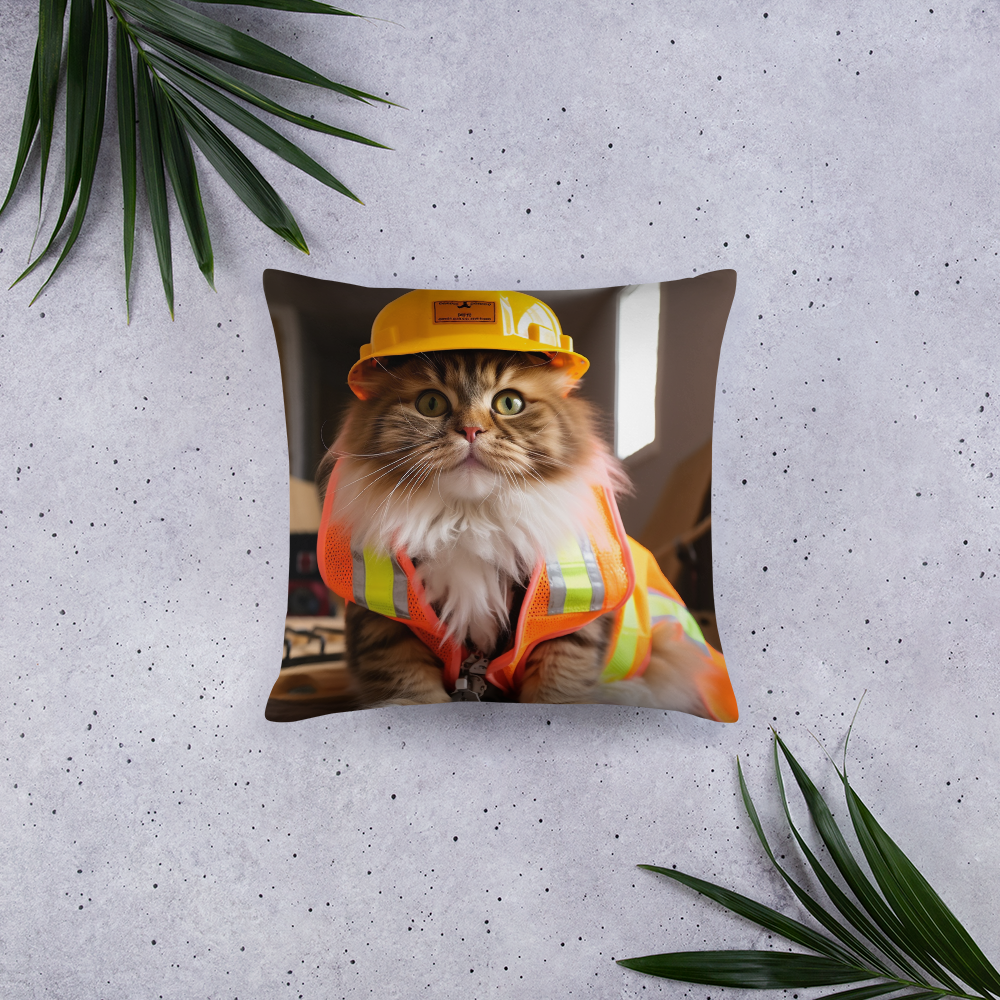 Maine Coon ConstructionWorker Basic Pillow