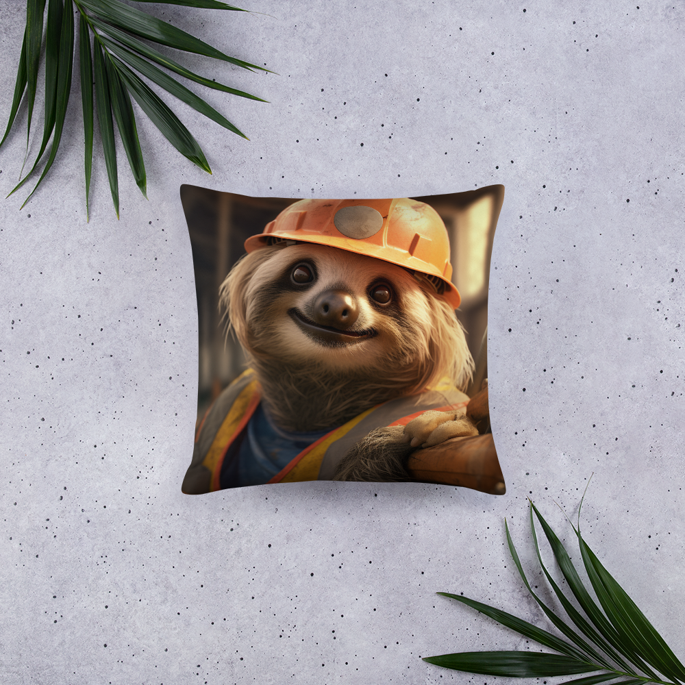 Sloth ConstructionWorker Basic Pillow