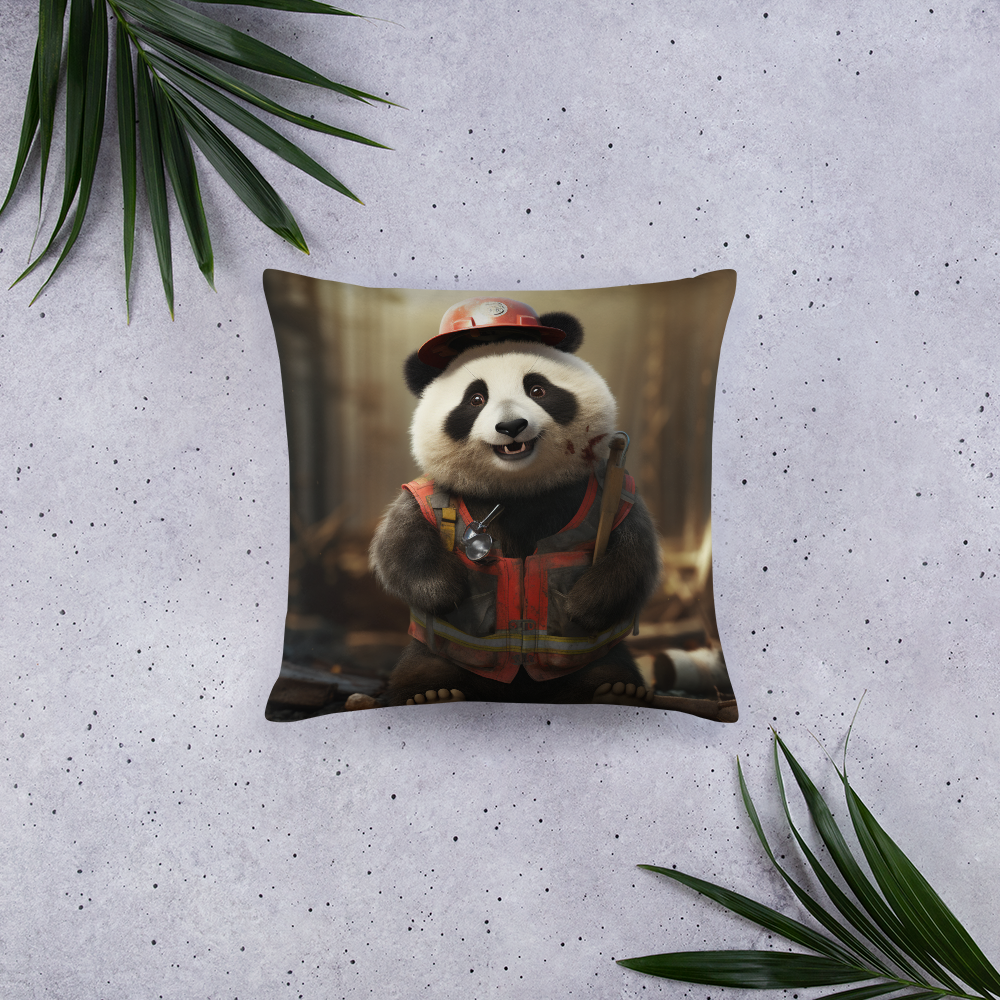 Panda ConstructionWorker Basic Pillow