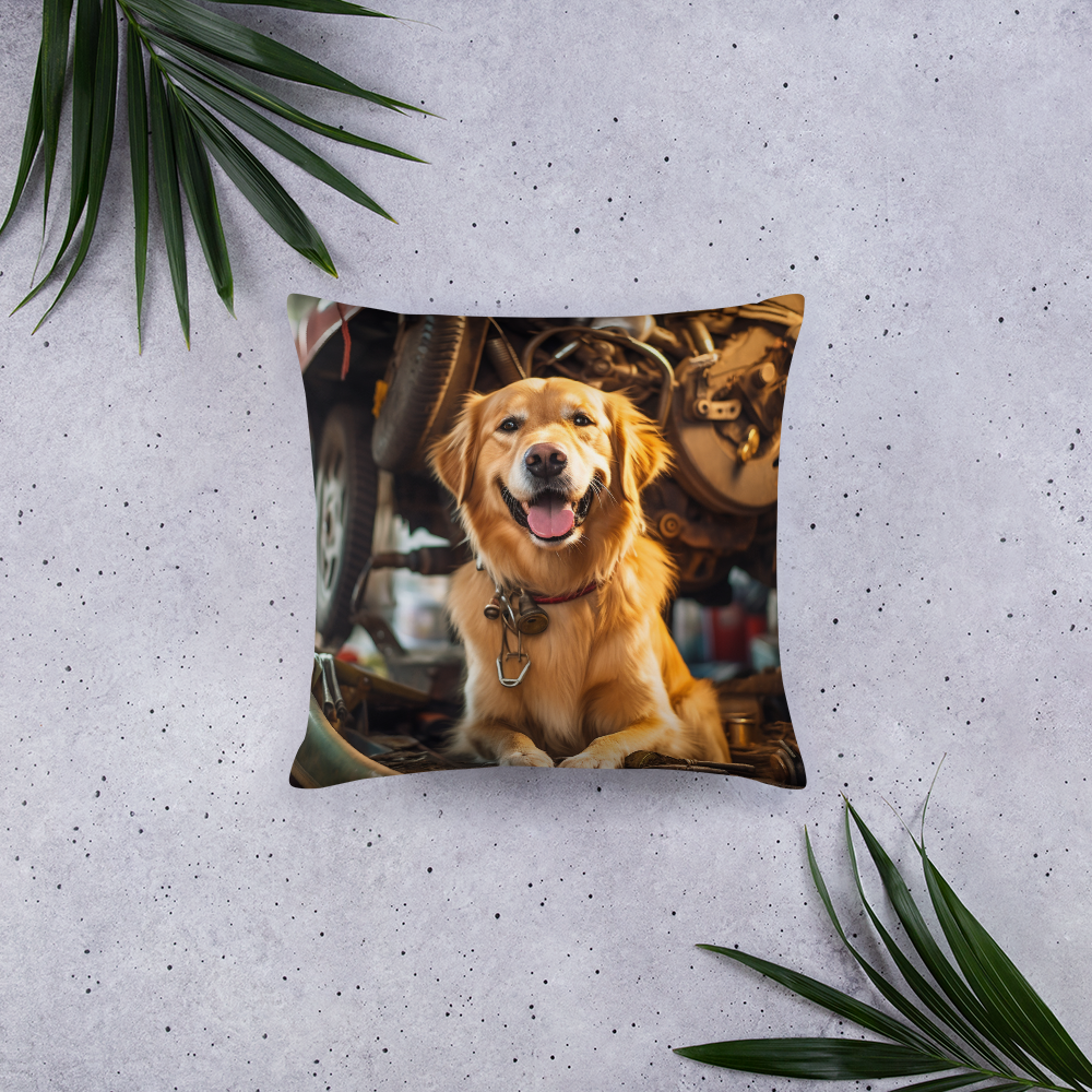 Golden Retriever AutoMechanic Basic Pillow