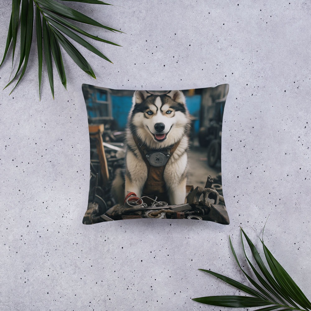 Siberian Husky AutoMechanic Basic Pillow