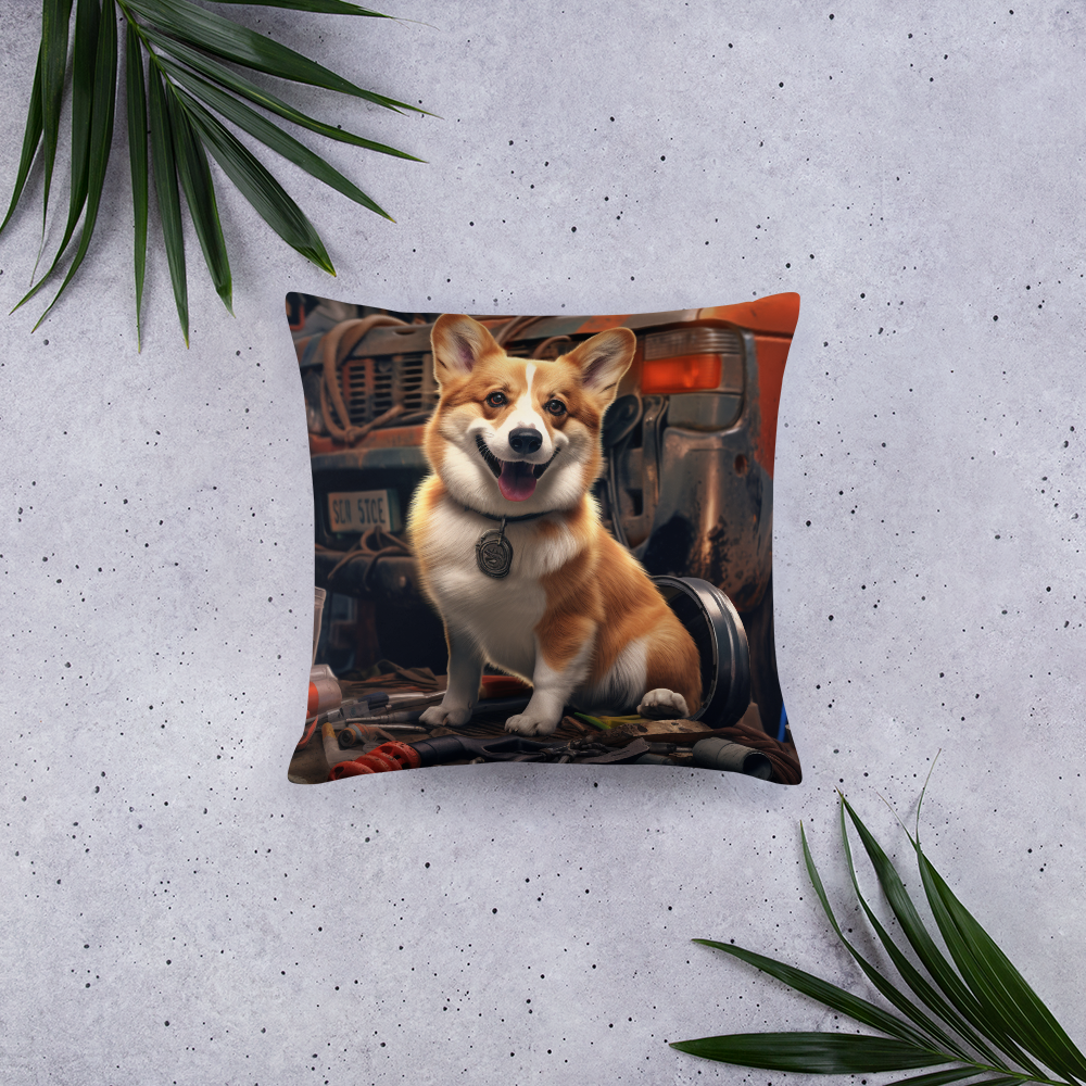 Pembroke Welsh Corgi AutoMechanic Basic Pillow