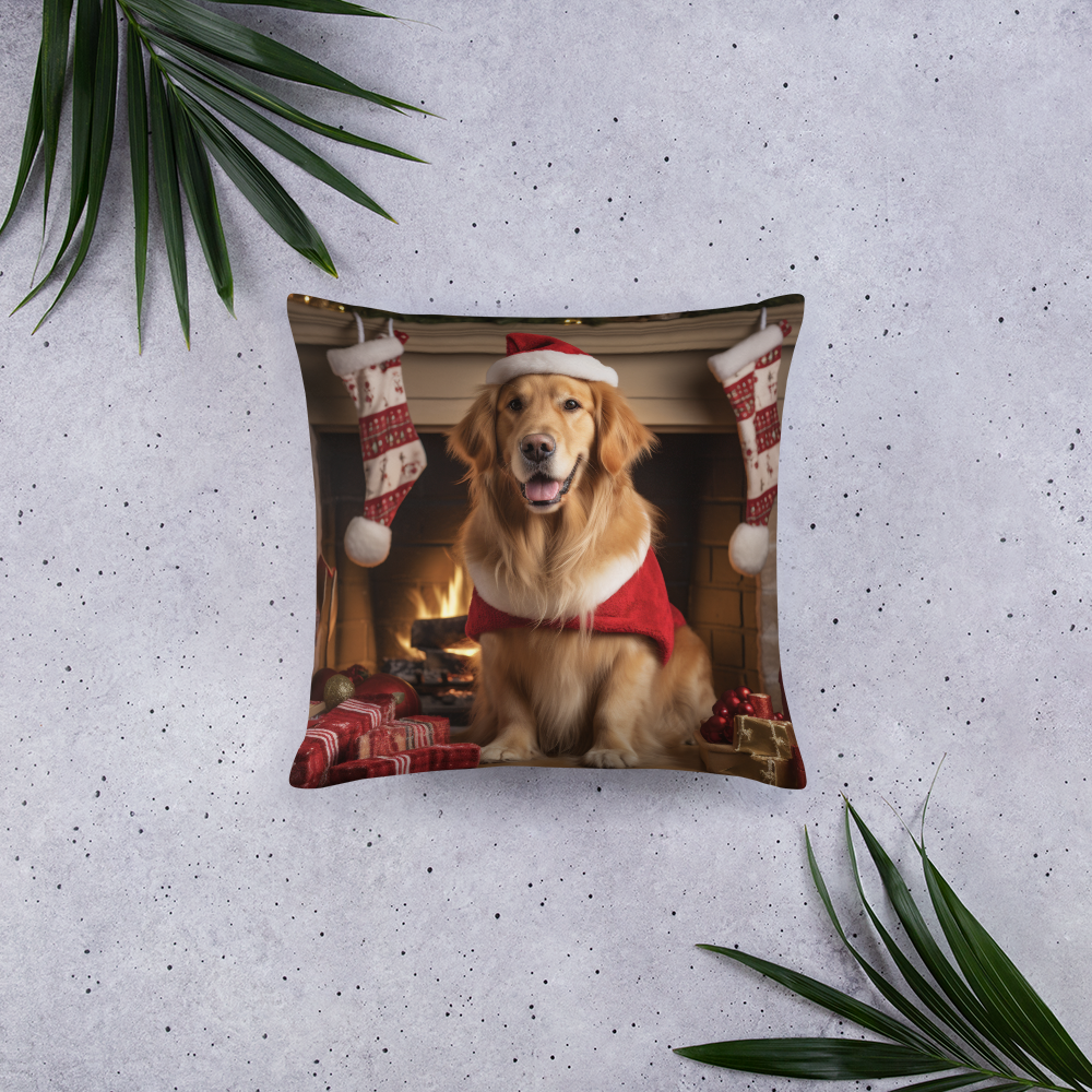 Golden Retriever Christmas Basic Pillow