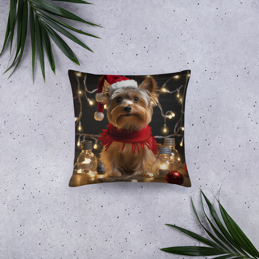 Yorkshire Terrier Christmas Basic Pillow