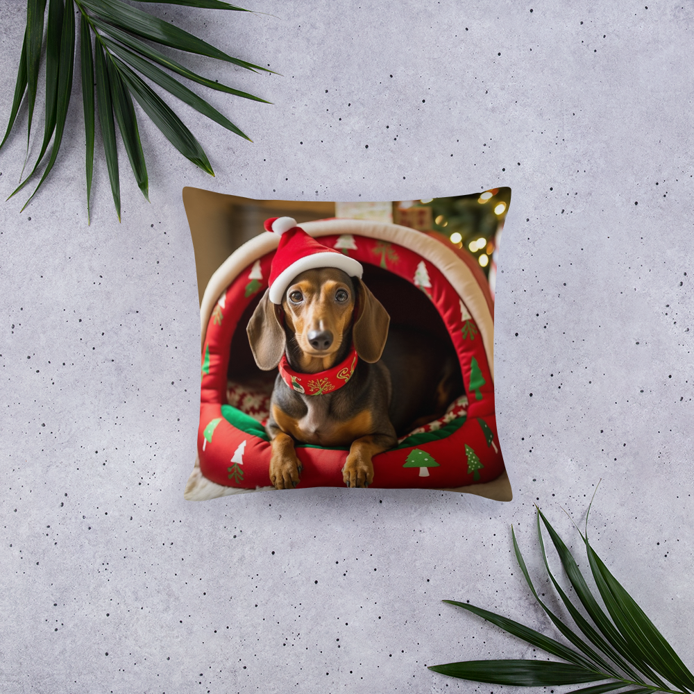 Dachshund Christmas Basic Pillow