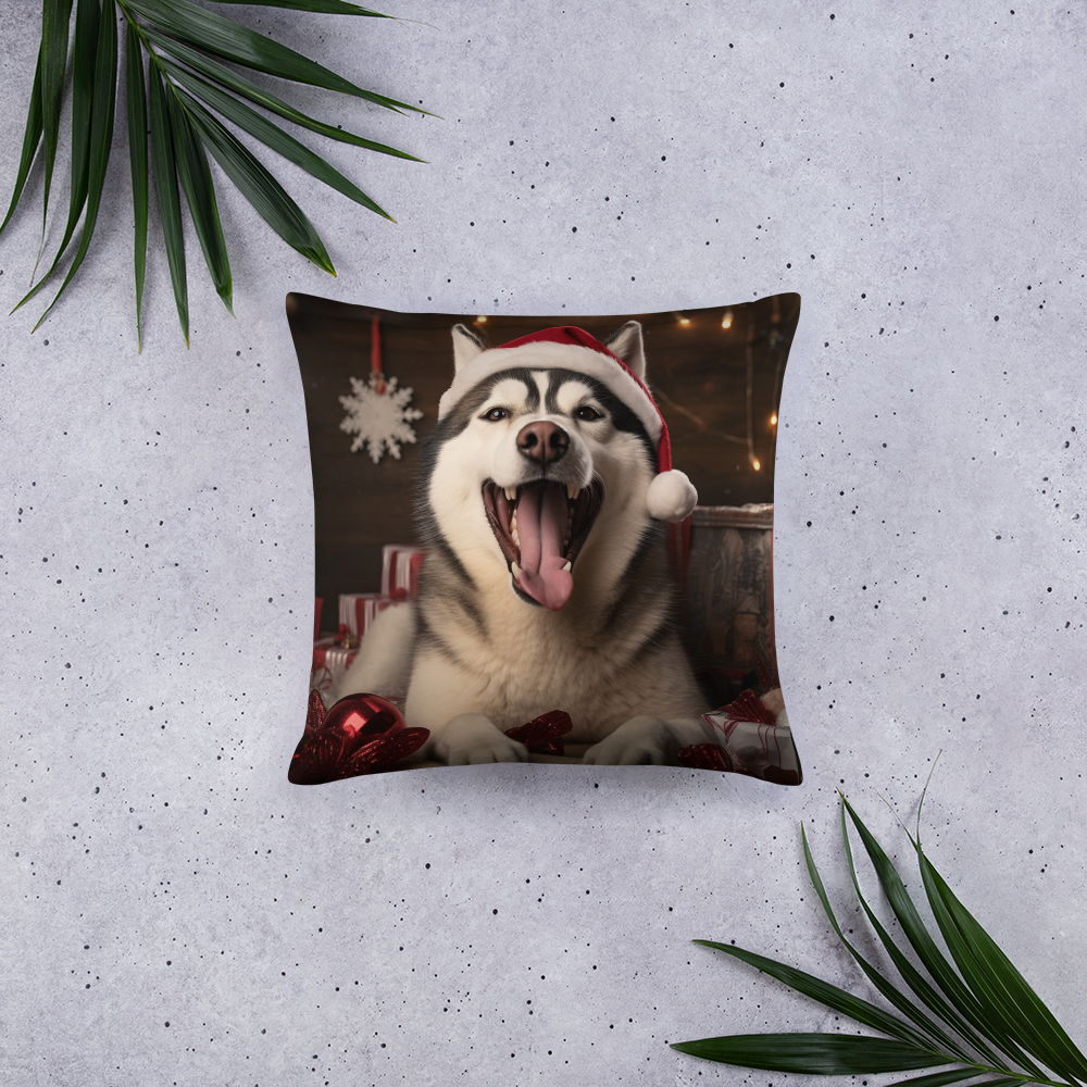 Siberian Husky Christmas Basic Pillow