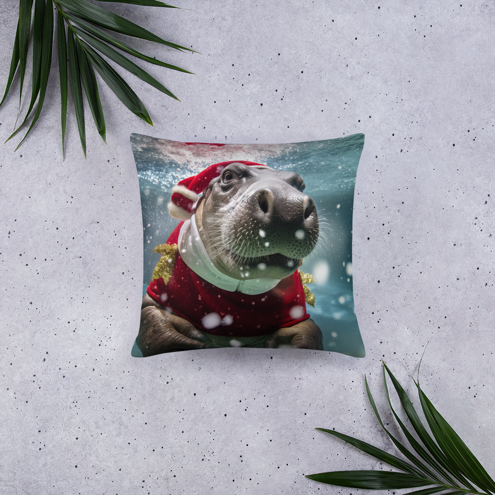 Hippo Christmas Basic Pillow