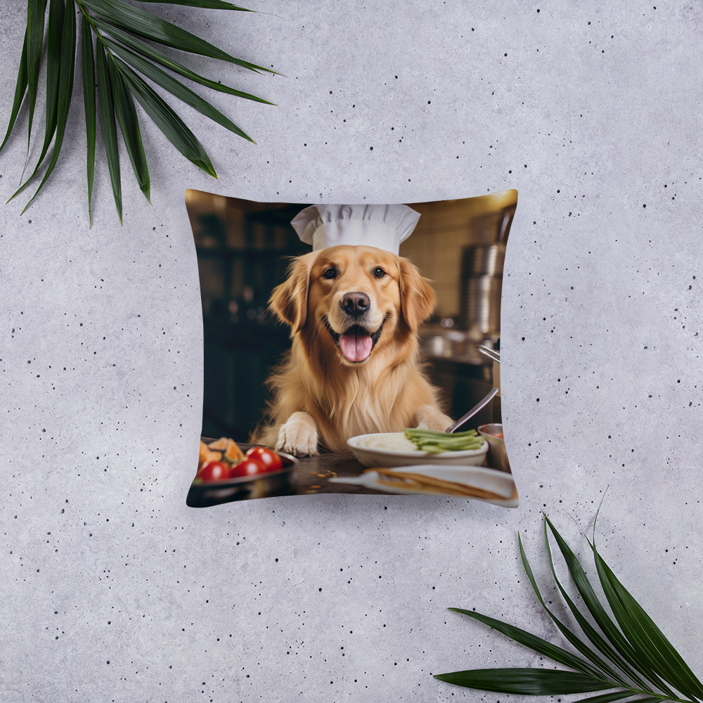 Golden Retriever Chef Basic Pillow