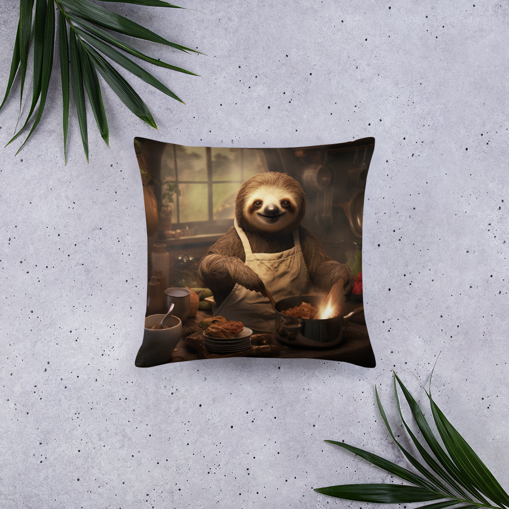 Sloth Chef Basic Pillow