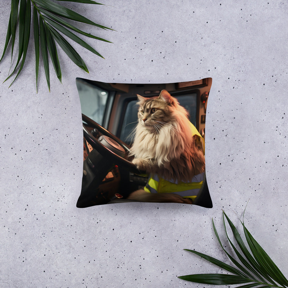 Maine Coon Bus Driver Basic Pillow