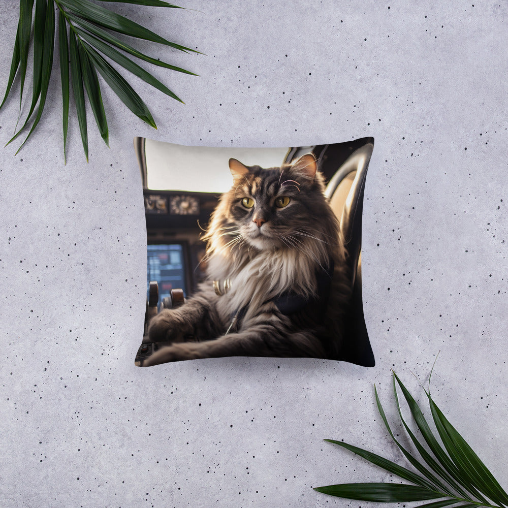 Maine Coon Airline Pilot Basic Pillow