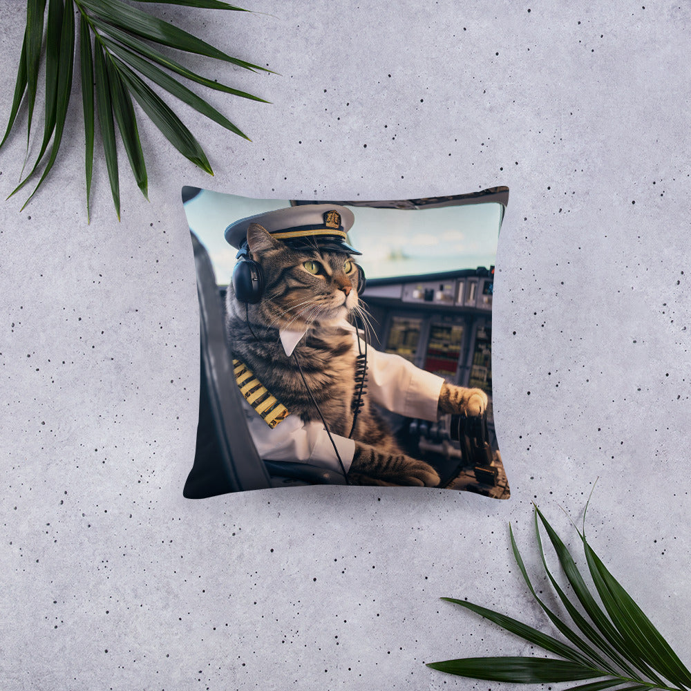 Domestic Shorthair Airline Pilot Basic Pillow