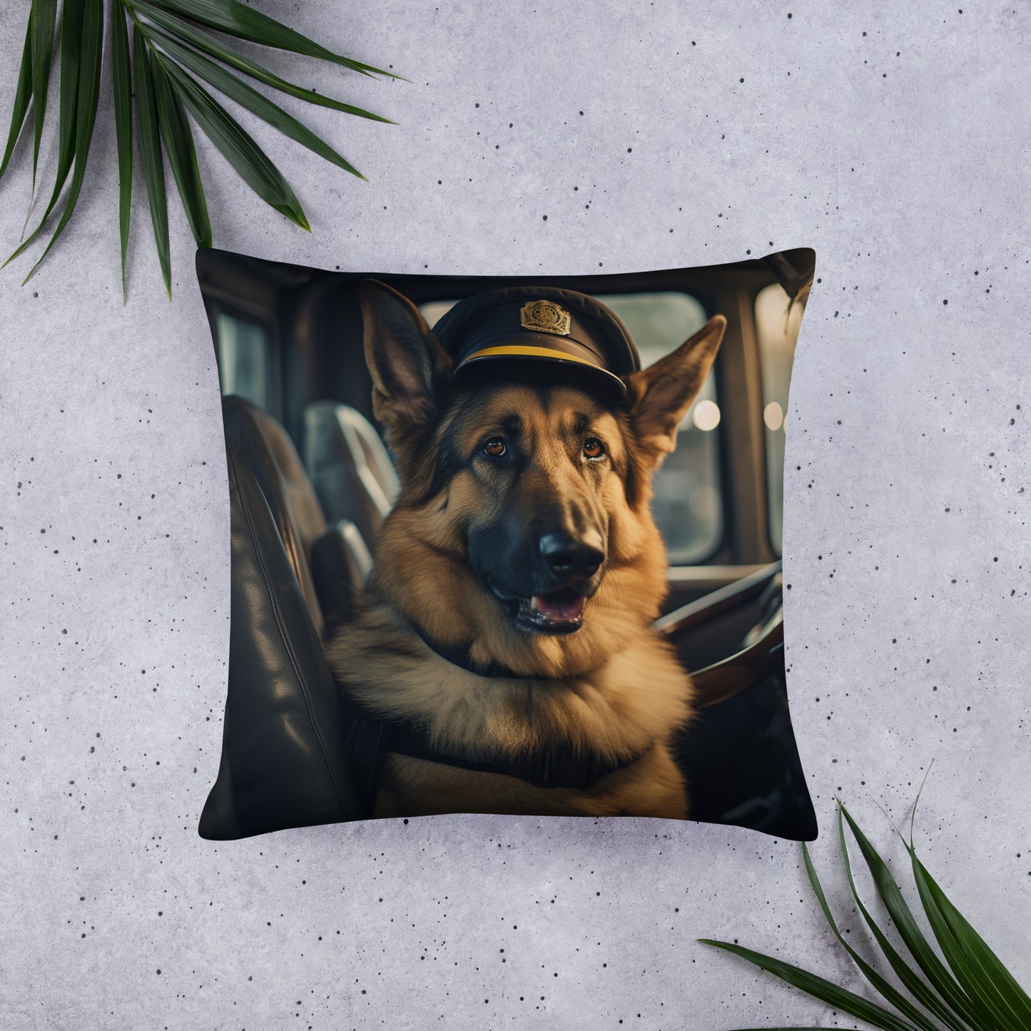 German Shepherd Bus Driver Basic Pillow