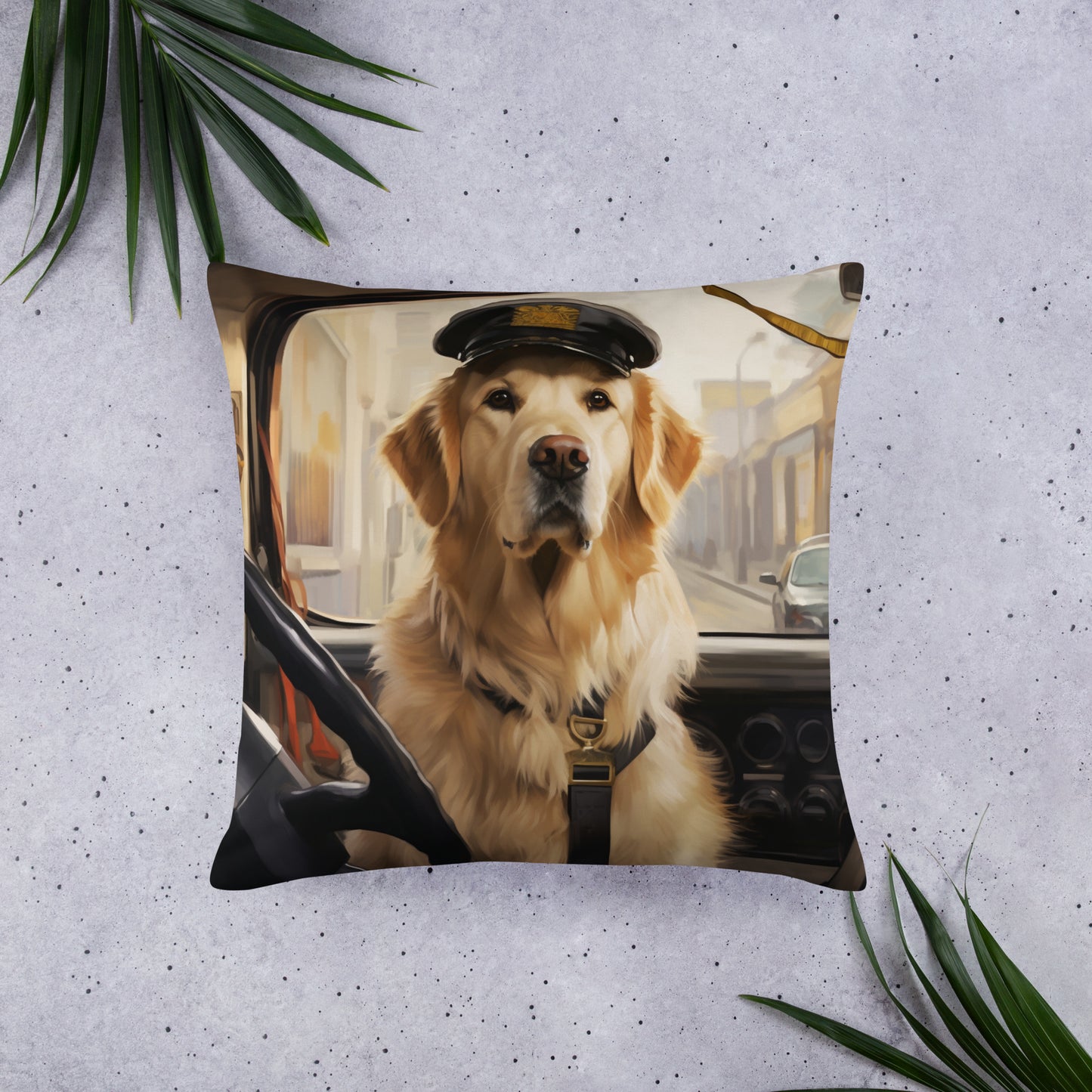 Golden Retriever Bus Driver Basic Pillow