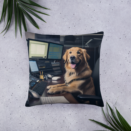 Golden Retriever Stock Trader Basic Pillow